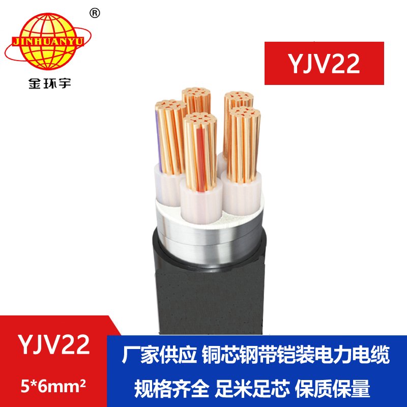 金環(huán)宇電線(xiàn)電纜 鎧裝電纜YJV22-5X6平方 銅芯 單芯